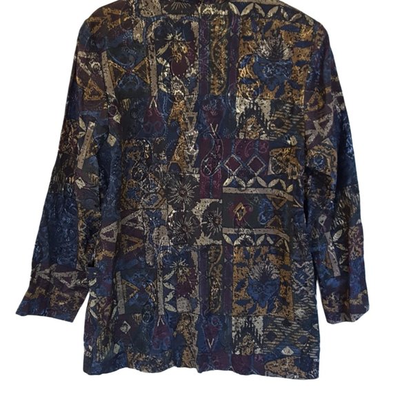 Vintage 80's Samantha David Women's L Metallic Blazer Jacket Shoulder Pads - Picture 8 of 13